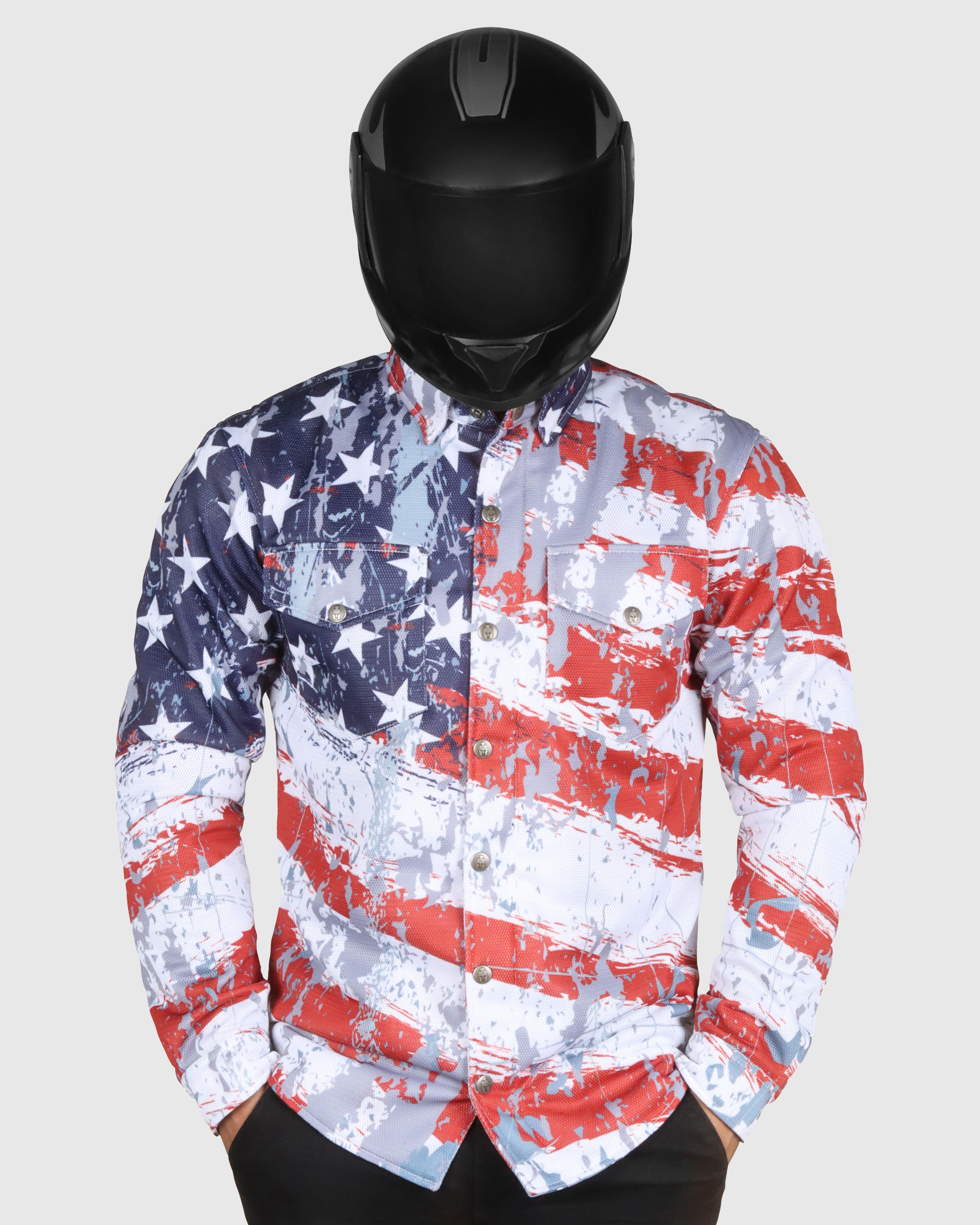 Road Armor™ Protective Biker Shirt - LIMITED EDITION Mesh American Fla ...