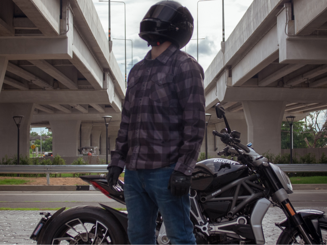 Road Armor™ Protective Biker Shirt - Mesh Plaid Flannel Shell, Kevlar ...