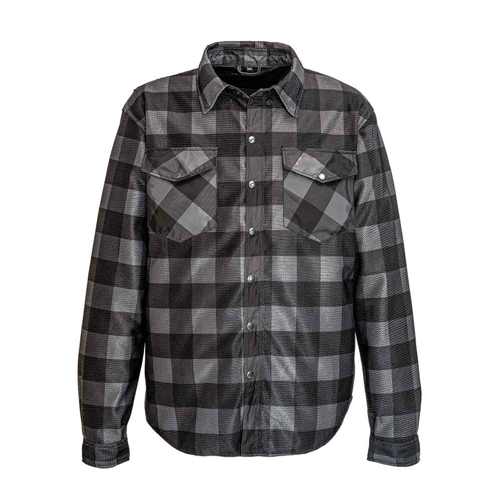 Road Armor™ Protective Biker Shirt - Mesh Plaid Flannel Shell, Kevlar ...