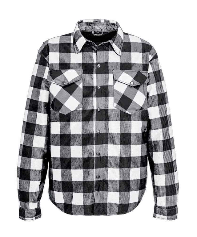 Road Armor™ Protective Biker Shirt - Mesh Plaid Flannel Shell, Kevlar ...