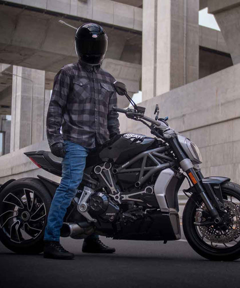 Road Armor™ Protective Biker Shirt - Mesh Plaid Flannel Shell, Kevlar ...